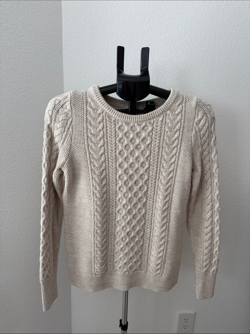 GAP Factory Cream Cable-Knit Crewneck Sweater
